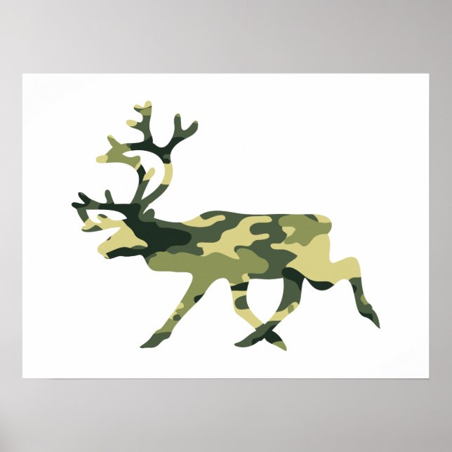 Poster Reindeer / Caribou Woodland Camouflage / Camo (Devant)