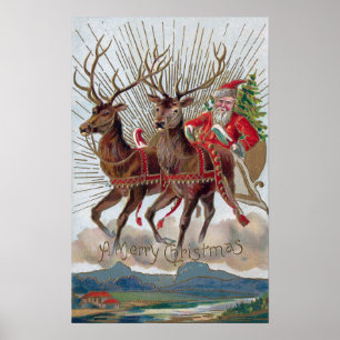 Poster Reindeer et Père Noël Out pour livraison