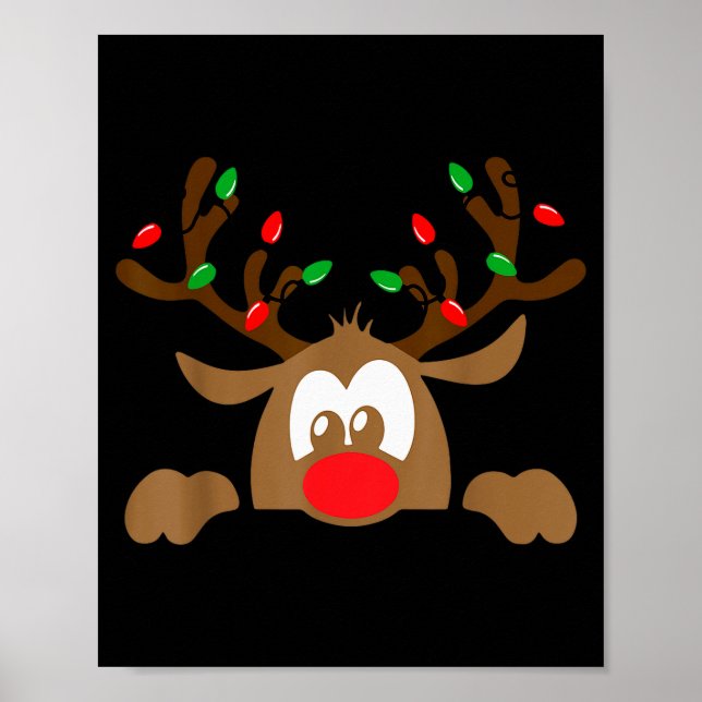 Poster Reindeer Face Matching Family Christmas Deer Girl  (Devant)