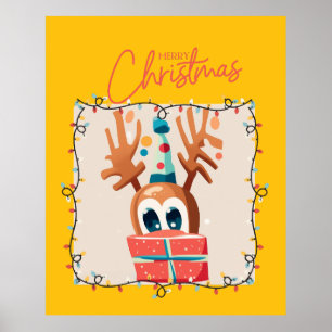 Poster Reindeer Joueur avec cadeau