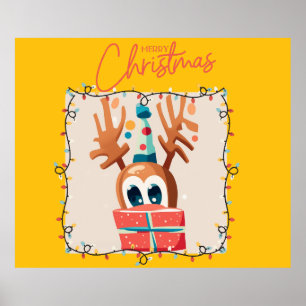 Poster Reindeer Joueur avec cadeau