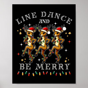 Poster Reindeer Line Danse Et Soyez Joyeux Noël Festif