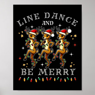 Poster Reindeer Line Danse Et Soyez Joyeux Noël Festif