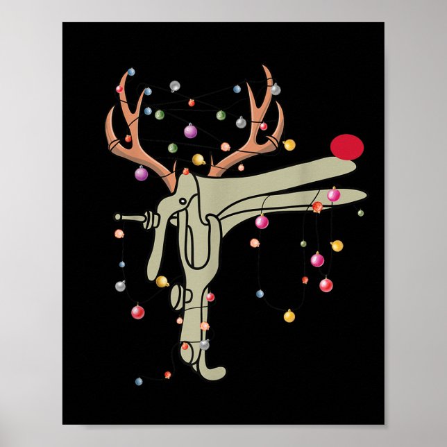 Poster Reindeer Speculum Nurse Funny Christmas Obgyn Nurs (Devant)