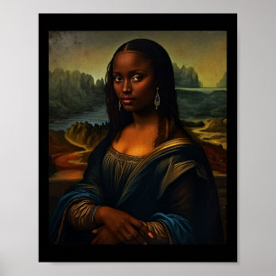 Poster Reine afro Mona Lisa Mois de l'histoire des Noirs