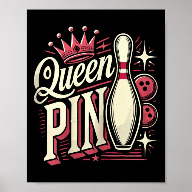 Poster Reine Chemise Pin Bowling Ligue Pour Bowling  (Devant)