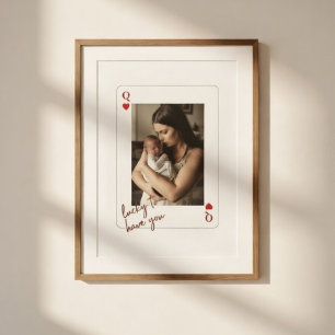 Poster Reine de Cœur Personnalisée Photo de Fête des Mère