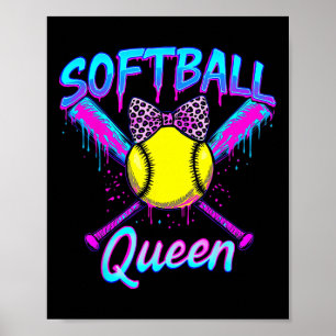 Poster Reine de Softball Graphique pour Femmes Filles Crè