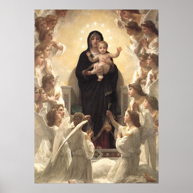 Poster Reine des Anges Regina Angelorum par Bouguereau (Devant)
