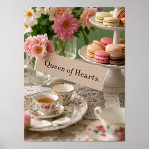 Poster Reine des cœurs élégante en floral de tasse à thé 