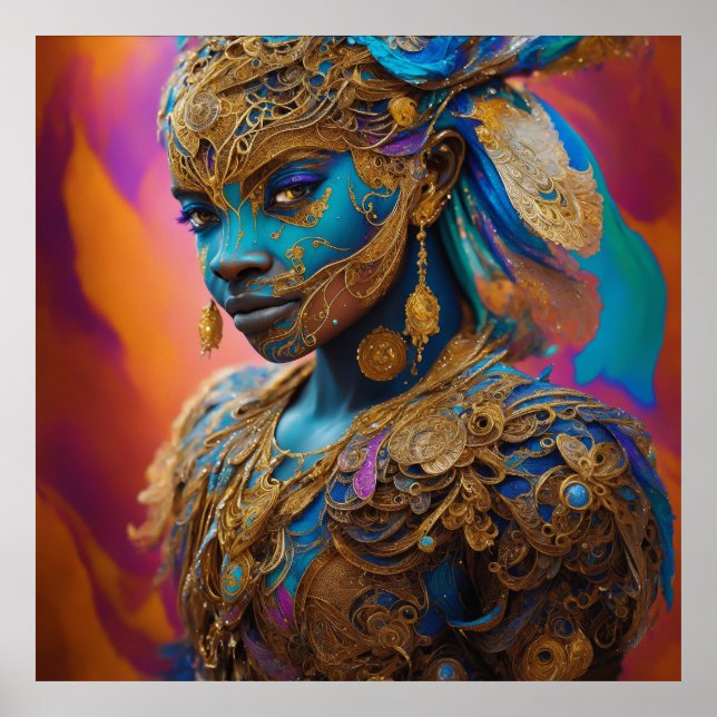 Poster Reine des couleurs d'Afrique Vue latérale portrait (Devant)