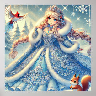 Poster Reine des Neiges Élégante dans un Pays de Rêves Hi