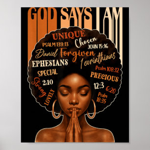 Poster Reine Fille Noire Femme Dieu Dit Que Je Suis Mélan