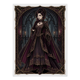 Poster Reine Gothique Élégante Art Sombre Victorien Fanta