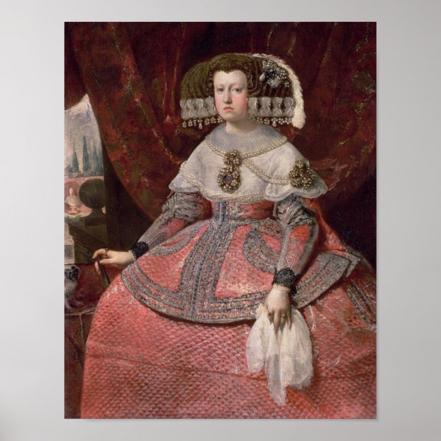 Poster Reine Maria Anna d'Espagne en robe rouge (Devant)