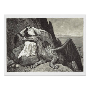 Poster Reine Médiévale & Pet Dragon Parfait