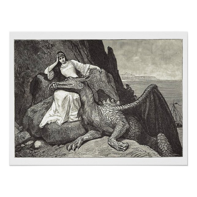 Poster Reine Médiévale & Pet Dragon Parfait (Devant)