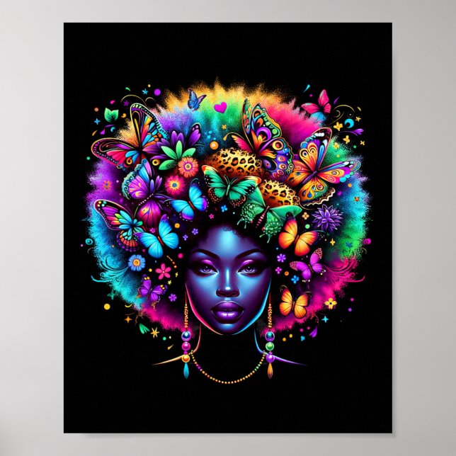 Poster Reine noire Afro Melanin JunetDix Beurre Léopard (Devant)
