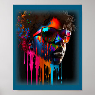 Poster Reine noire féminine mélanine dégoulinante art noi