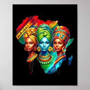 Poster Reine noire Patrimoine Art Africain Carte Histoire