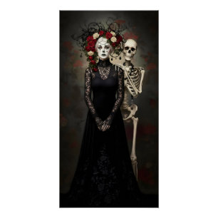Poster Reine Rose Gothique – Art Romantique Sombre