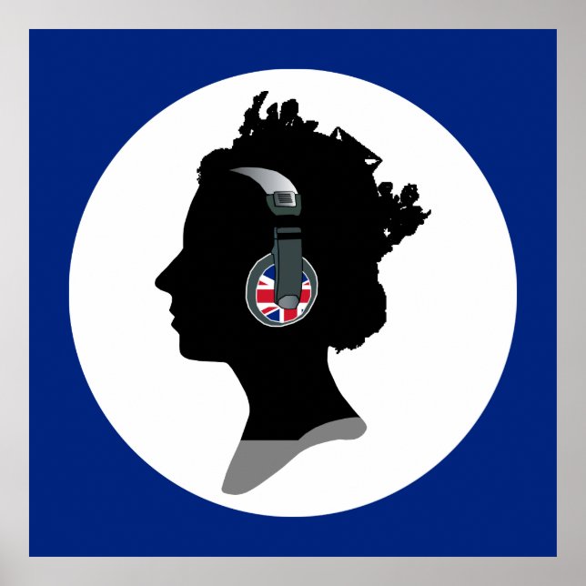 Poster REINE super ELIZABETH AVEC TÉLÉPHONES DJ (Devant)