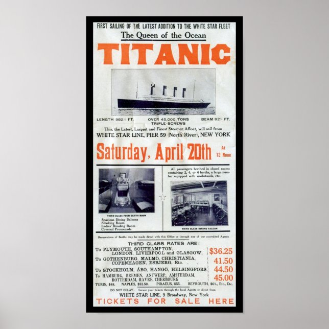 Poster Reine Titanique De L'Océan - Ligne Étoile Blanche (Devant)