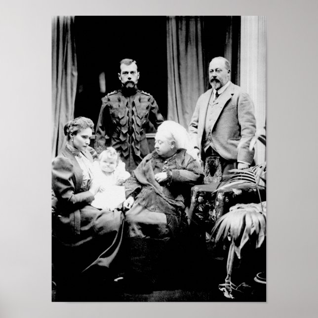 Poster Reine Victoria, tsar Nicholas II (Devant)