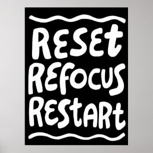 Poster RÉINITIALISER REFOCUS REDÉMARRER Lettres de bulle 