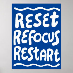 Poster RÉINITIALISER REFOCUS REDÉMARRER Lettres de bulles