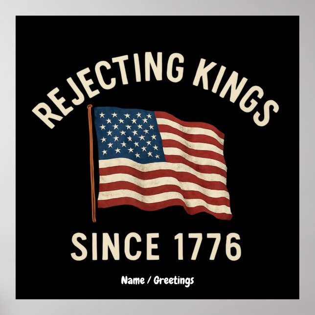 Poster Rejeter les rois depuis 1776 4 juillet patriotique (Devant)