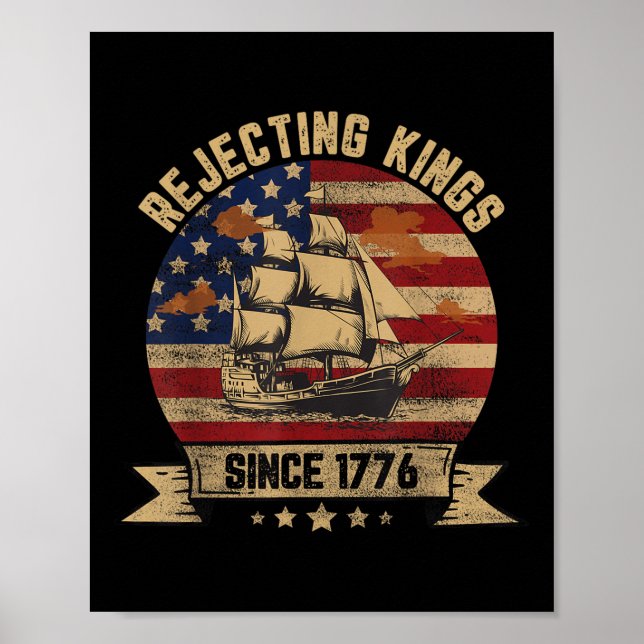 Poster Rejeter les rois depuis 1776 Vintage Patriotique U (Devant)