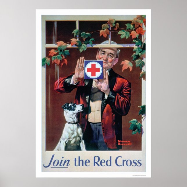 Poster Rejoignez la Croix Rouge - Homme avec chien (US002 (Devant)