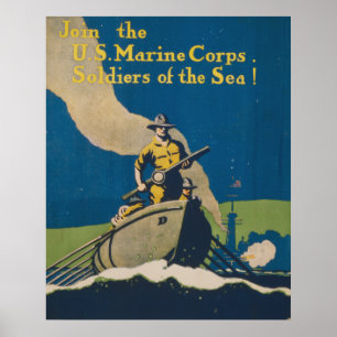 Poster Rejoignez le US Marine Corps. Soldats de la Mer !