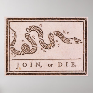 Poster Rejoignez ou mourir ORIGINAL Benjamin Franklin Car