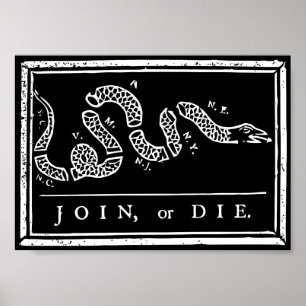 Poster Rejoignez ou mourrez - noir et blanc