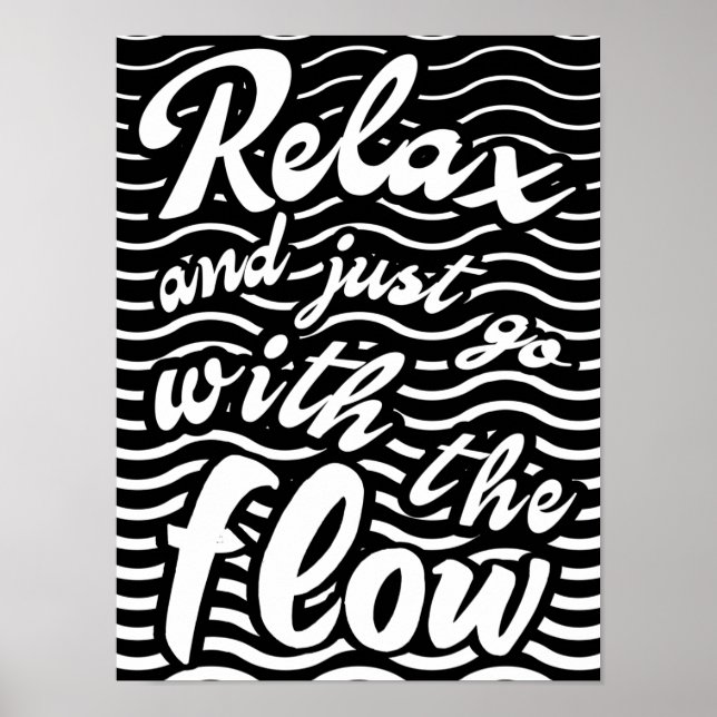 Poster Relax et aller avec le flux, version vagues (Devant)