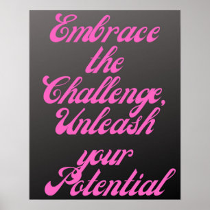 Poster Relever le défi Inspirational Pink Chalk