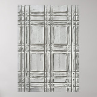Poster Relief en plâtre blanc Tartan carreaux Texturé 3D
