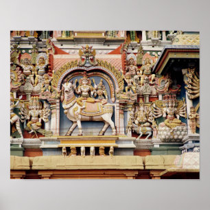 Poster Relief représentant Shiva et Parvati équitation
