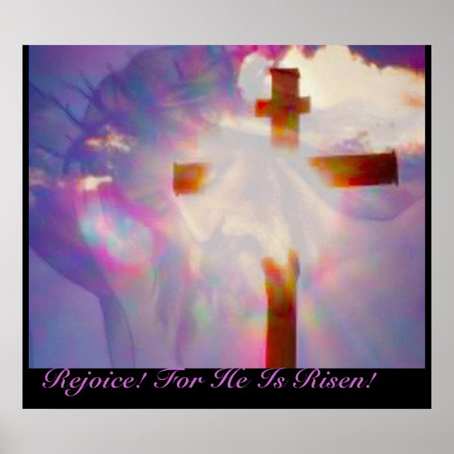 Poster religieux de Pâques - Jésus et Croix (Devant)