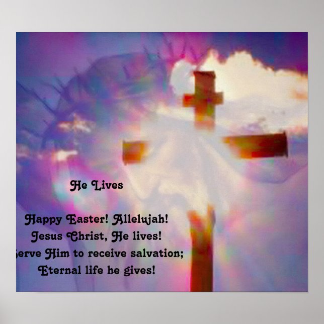 Poster religieux de Pâques - Jésus et Croix (Devant)