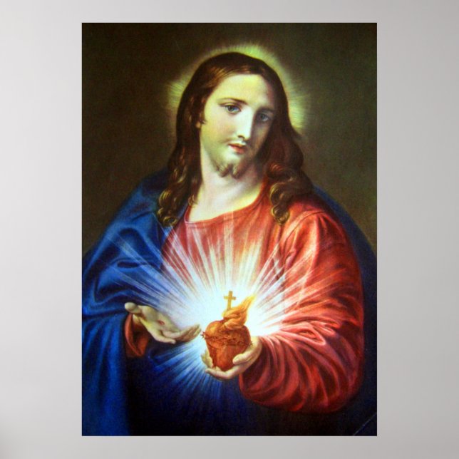 Poster Religieux Sacré Coeur de Jésus catholique (Devant)