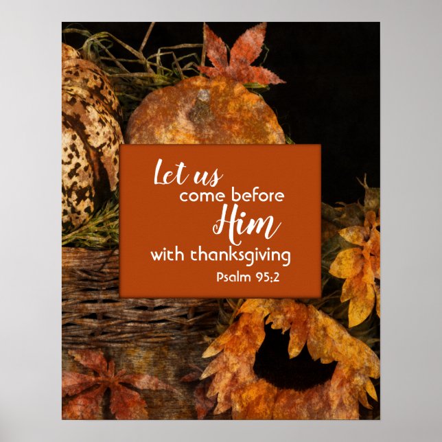 Poster religieux Thanksgiving avec Psaume 95:2 (Devant)