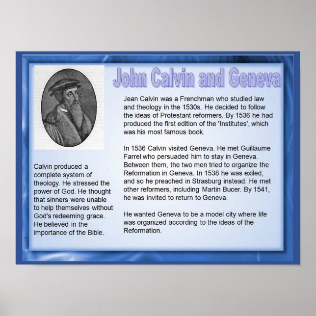 Poster Religion, Histoire, Réforme John Calvin (Devant)