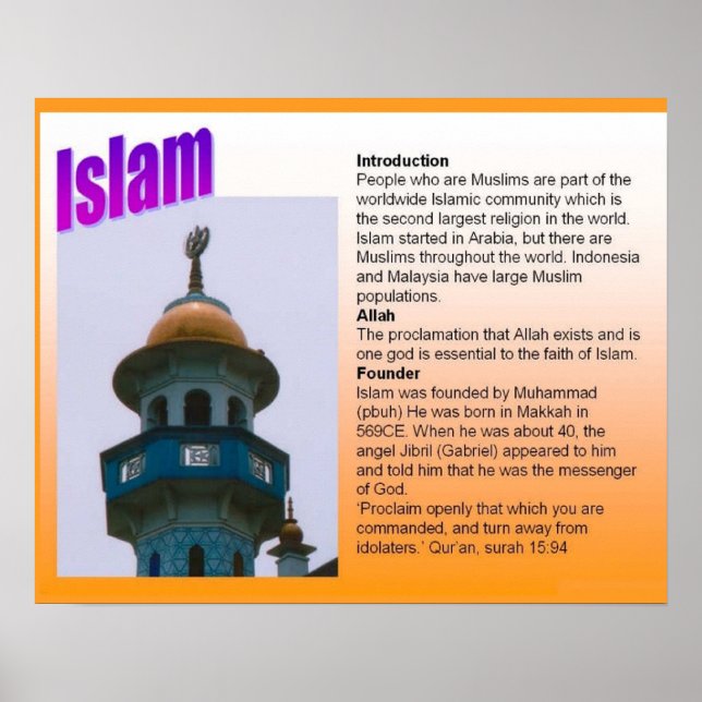 Poster Religion, Islam, introduction (Devant)