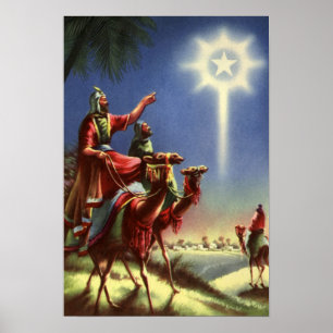 Poster Religion vintage, Hommes Sages avec Étoile de Beth