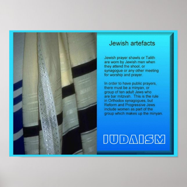 Poster Religions mondiales, artefacts juifs (Devant)