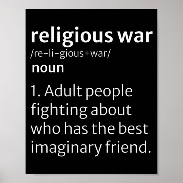 Poster Religious War Dictionary Sarcastic Definition Funn (Devant)