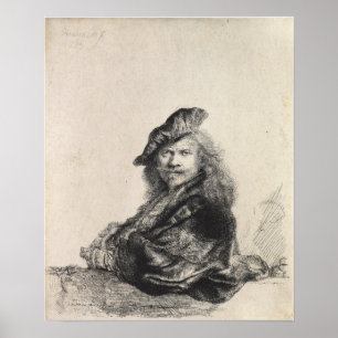 Poster Rembrandt - Auto-Portrait Se Prolongant Sur Un Rep